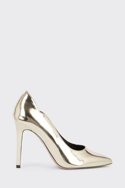 Dorothy Perkins gold Wide Fit Showcase Ella Shaped Court Shoes
