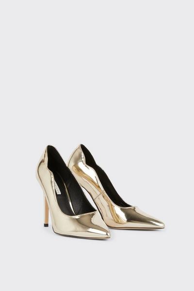 Dorothy Perkins gold Wide Fit Showcase Ella Shaped Court Shoes