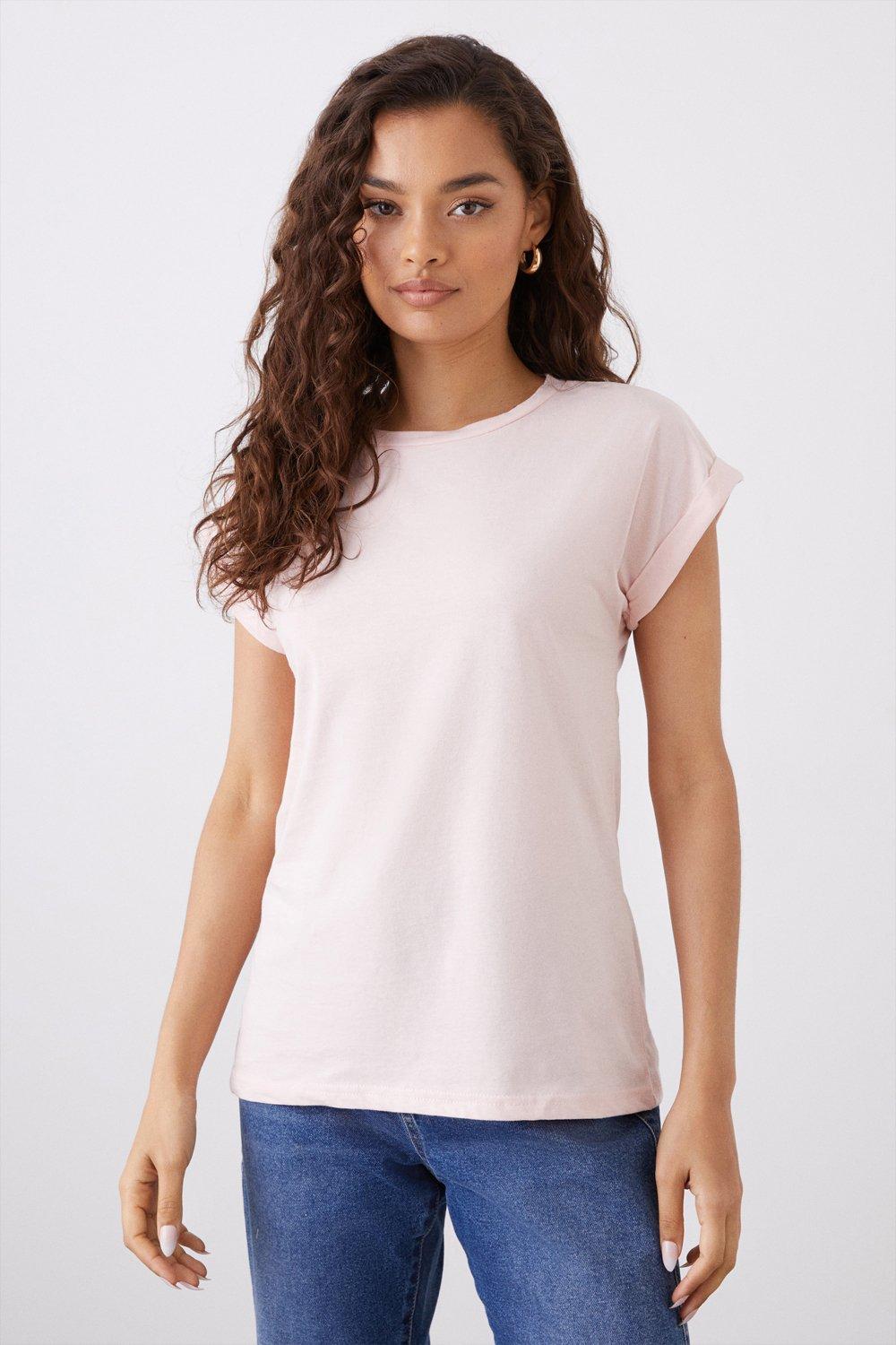 T-Shirts | Petite Cotton 3 Pack Roll Sleeve T-Shirt | Dorothy Perkins