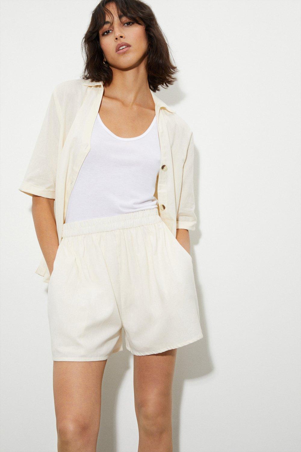 Shorts | Tall Elastic Waist Linen Look Shorts | Dorothy Perkins