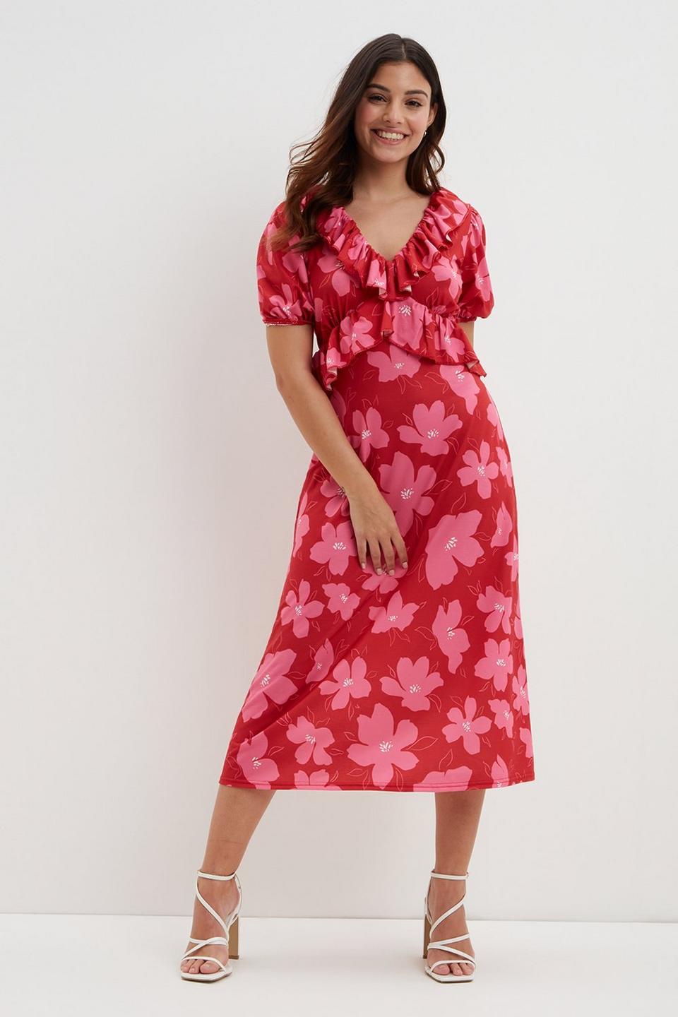 Dresses | Red Midi Dress With Detail | Dorothy Perkins