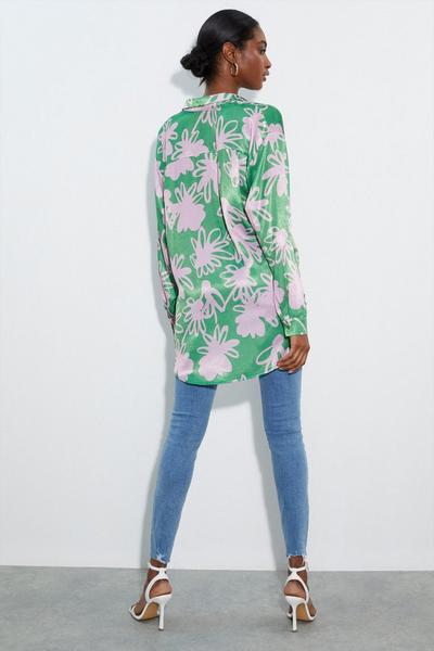 Dorothy Perkins floral Tall Shadow Floral Oversized Satin Shirt