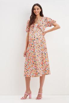 Dorothy Perkins multi Maternity Printed Textured Tie Front Dress