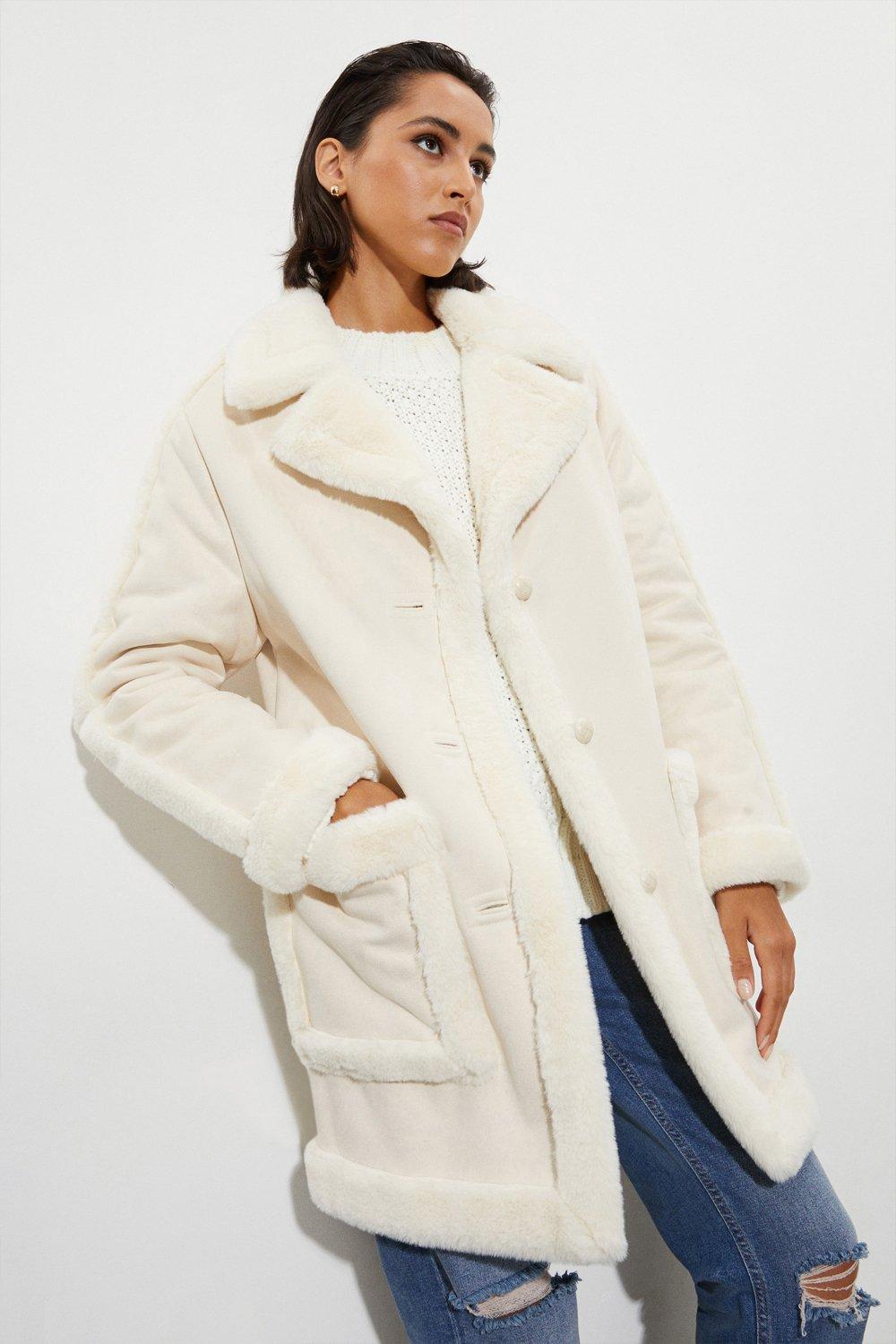 Jackets & Coats | Tall Luxe Faux Fur Suedette Coat | Dorothy Perkins