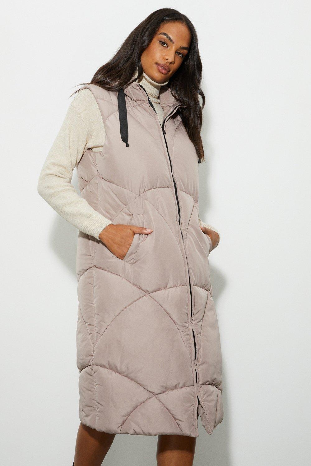 Womens Maxi Hooded Padded Gilet