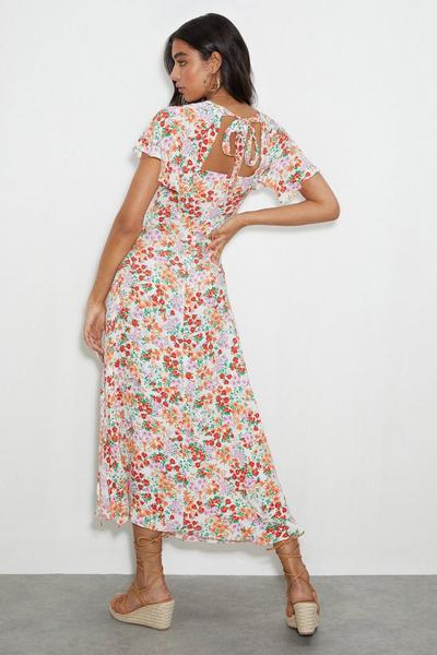 Dorothy Perkins ivory Floral Flutter Sleeve Midi Dress