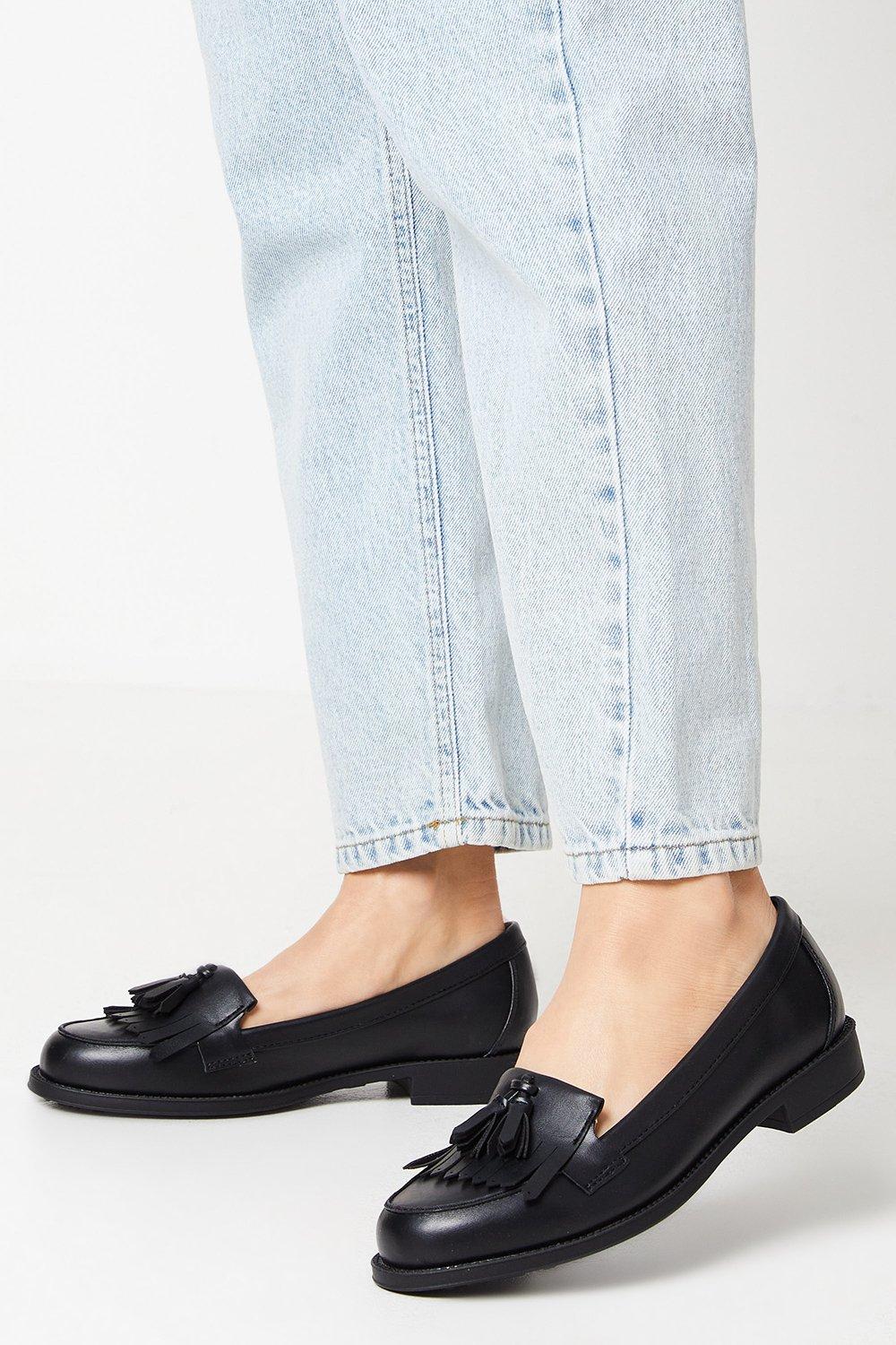 Womens Wide Fit Leigh Fringe Loafers
