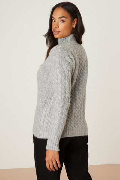 Dorothy Perkins grey High Neck All Over Cable Jumper