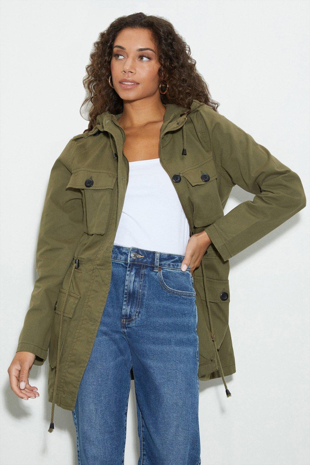 Jackets & Coats | Khaki 4 Pocket Utility Jacket | Dorothy Perkins