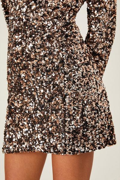 Dorothy Perkins  Petite Bronze Sequin A Line Mini Dress