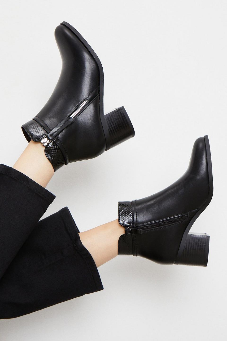 Boots | Avina Zip Detail Block Heel Ankle Boots | Dorothy Perkins