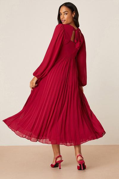 Perkins Red Chiffon Midi Dress | Debenhams