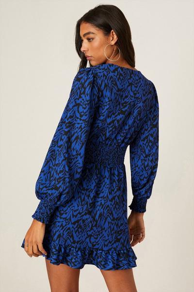 Dorothy Perkins blue Blue Printed Shirred Waist Mini Dress