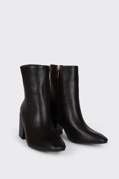  black Mina Low Block Heeled Boots