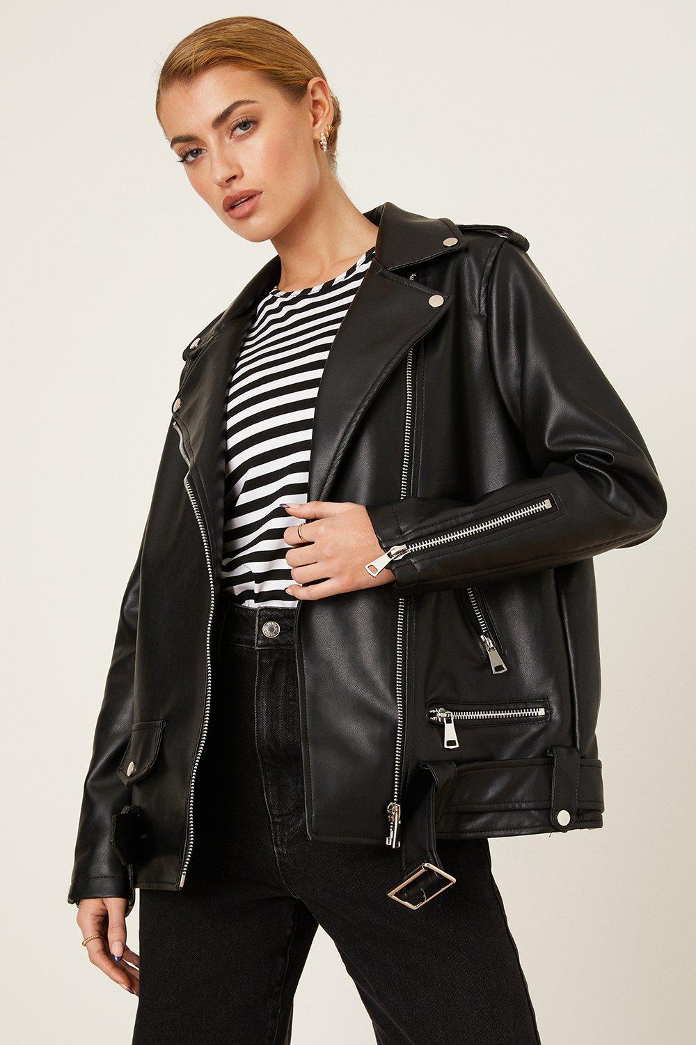 Dorothy Perkins Oversized Faux Leather Biker Jacket | Debenhams