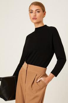 Dorothy Perkins black 3/4 Sleeve High Neck Knitted Top
