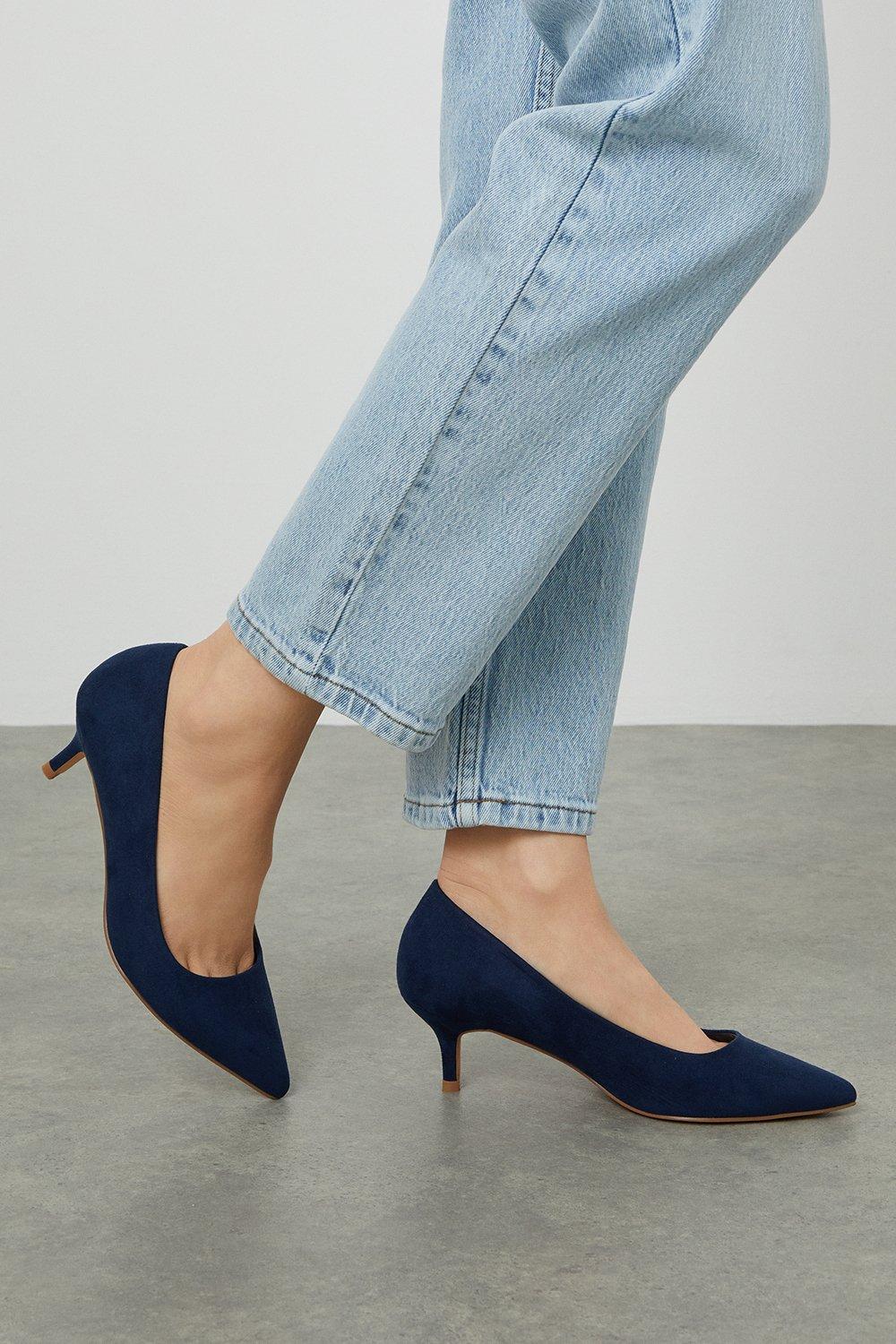 Navy blue kitten heel on sale shoes