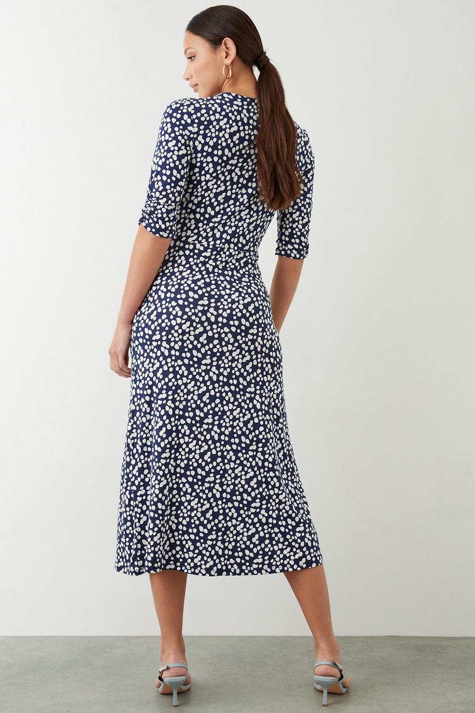 Dresses | Navy Spot Print Wrap Midi Dress | Dorothy Perkins