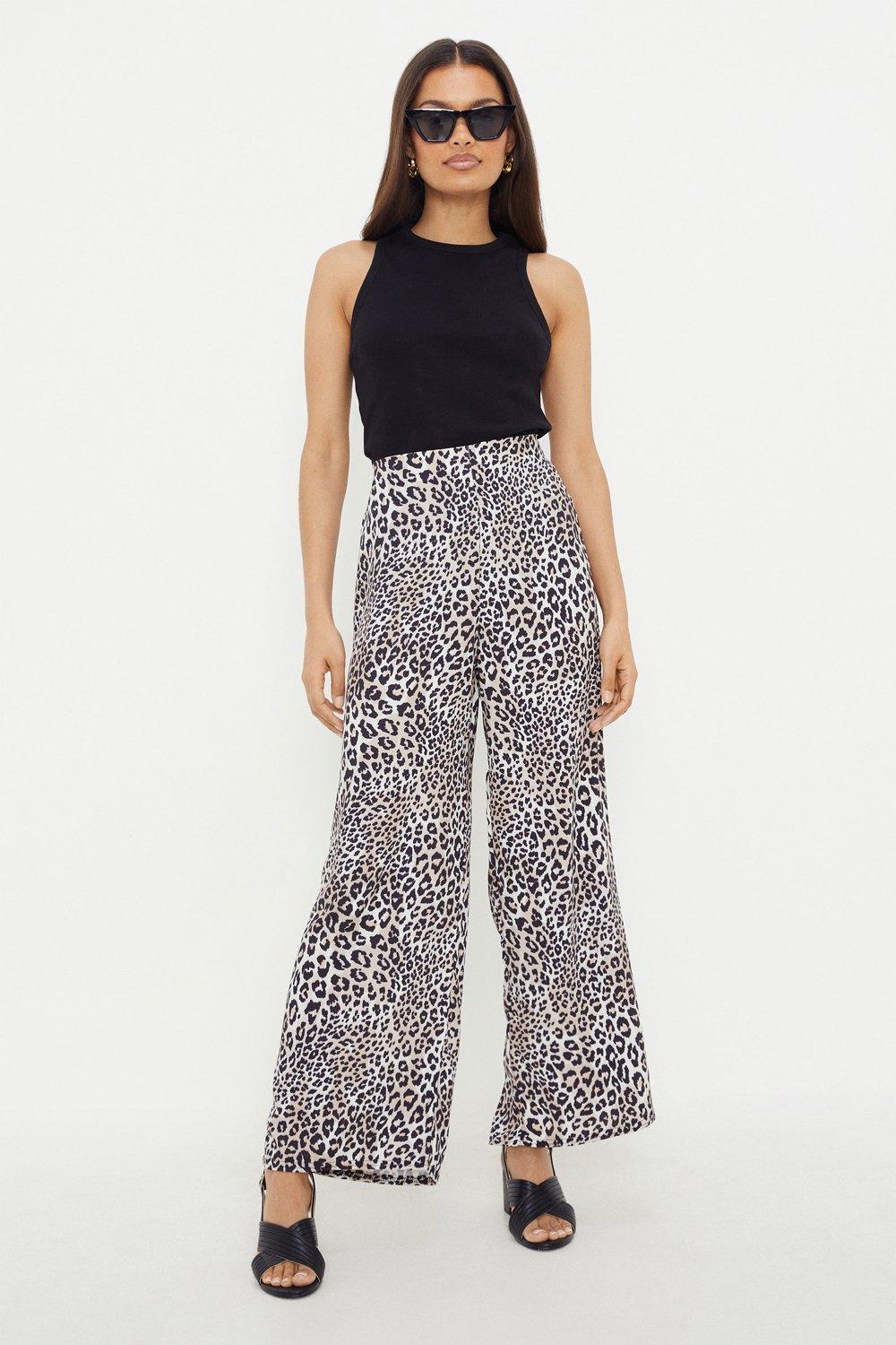 Dorothy Perkins Petite Leopard Print Straight Leg Trousers | Debenhams