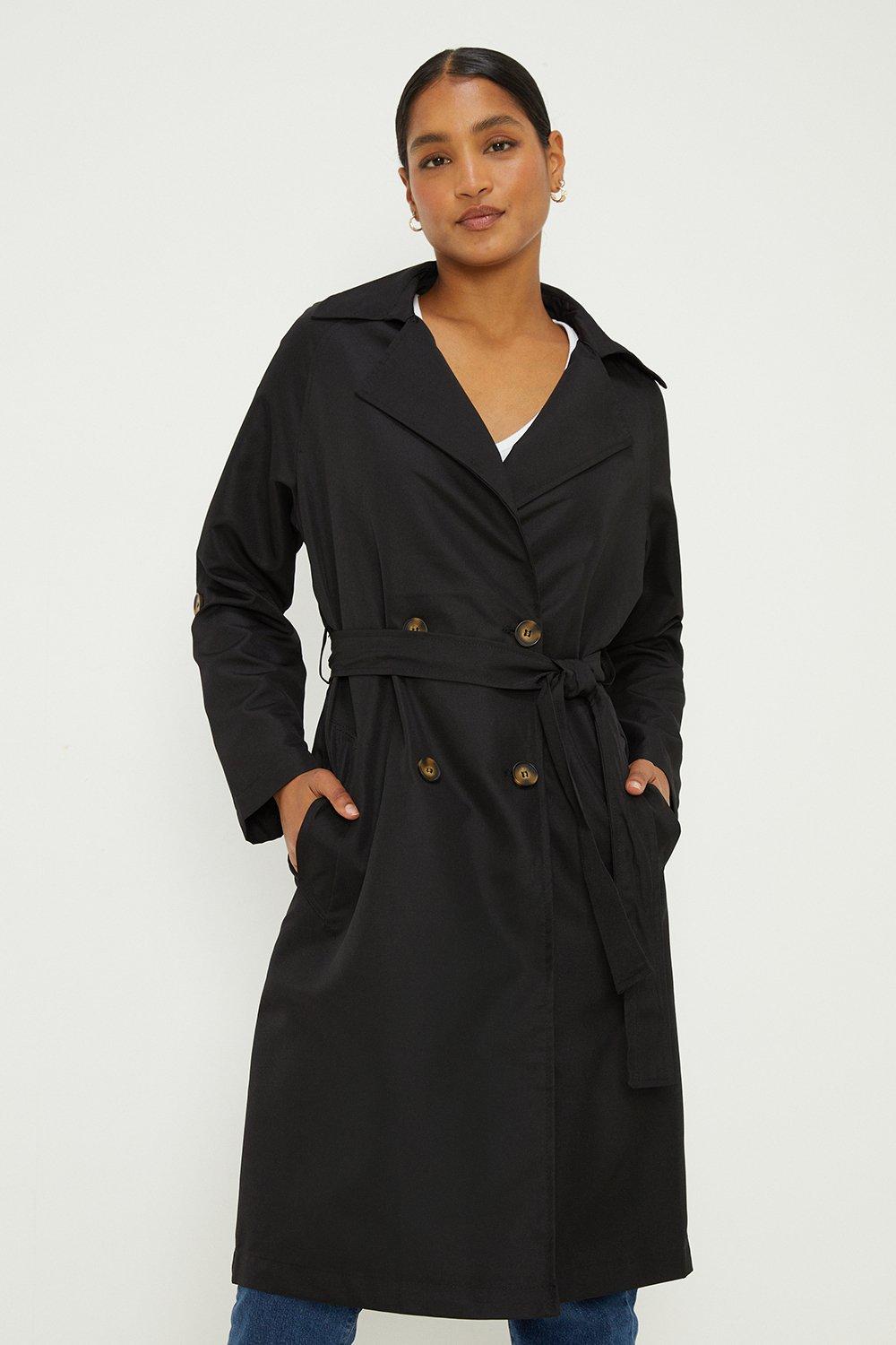 Jackets & Coats | Button Tab Trench Coat | Dorothy Perkins