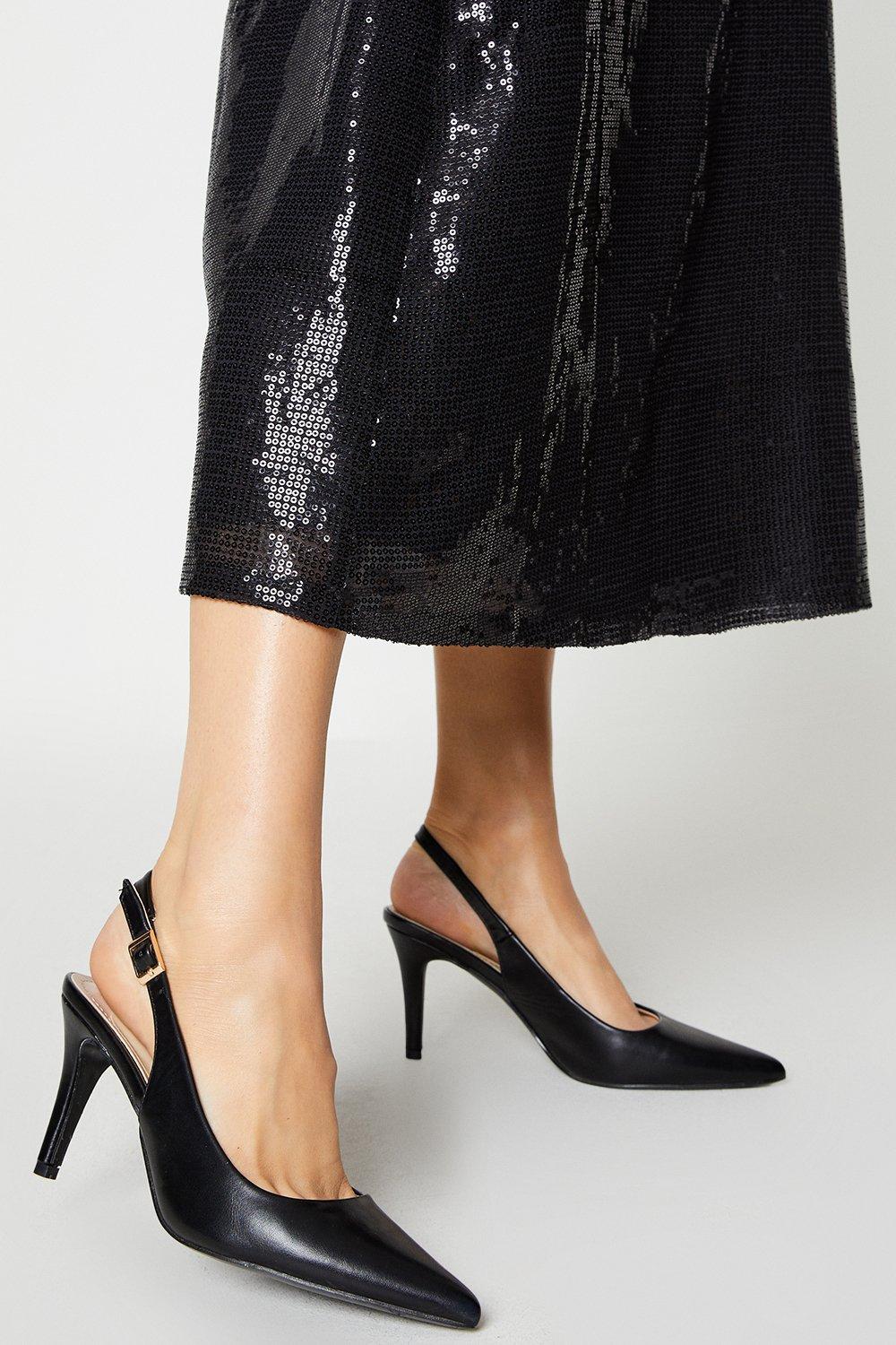 Women's Eden Comfort Stiletto Heel Sling Back Court Shoes - black - 6 product