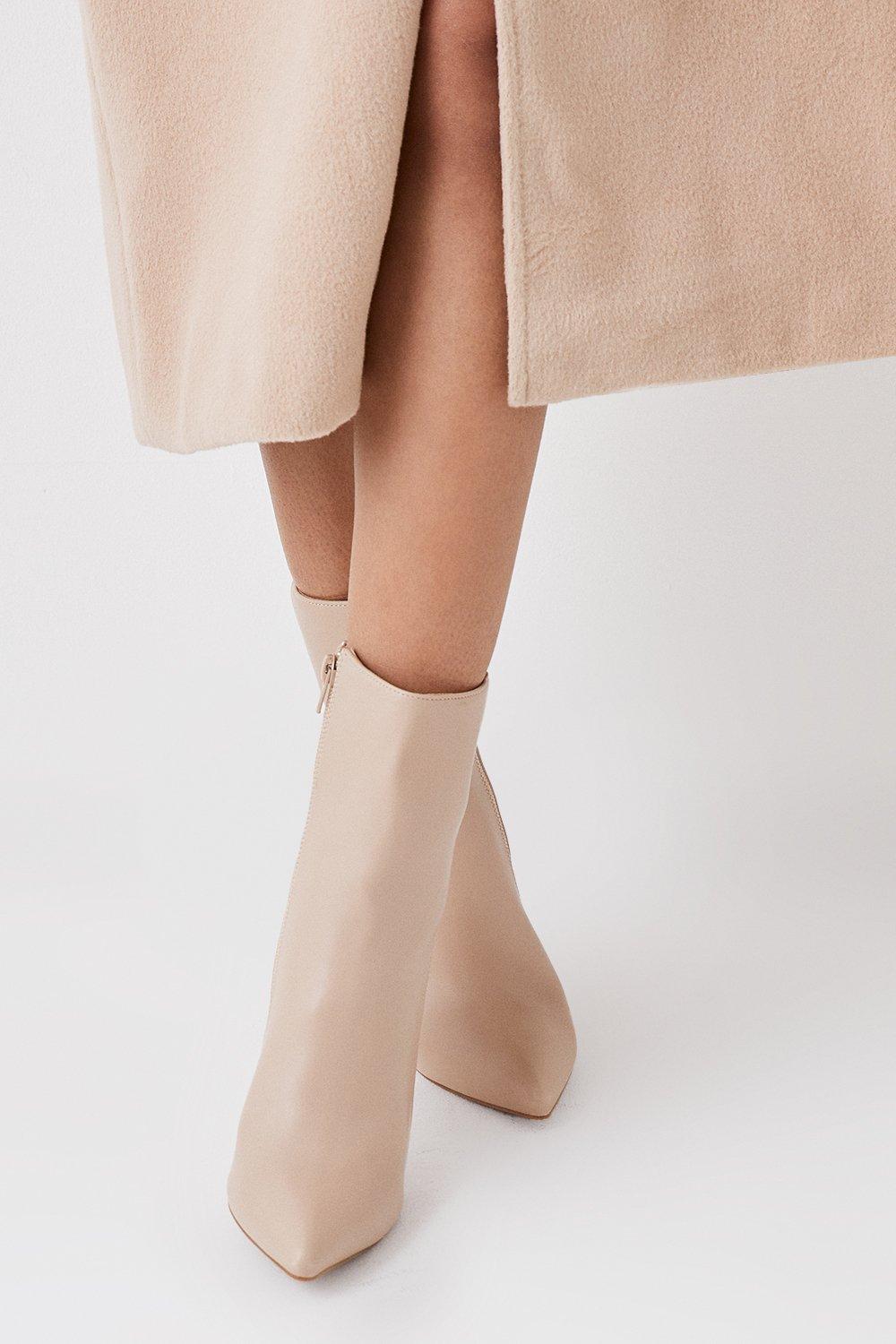 Women’s Faith: Madison Pointed Stiletto Ankle Boots - beige - 8