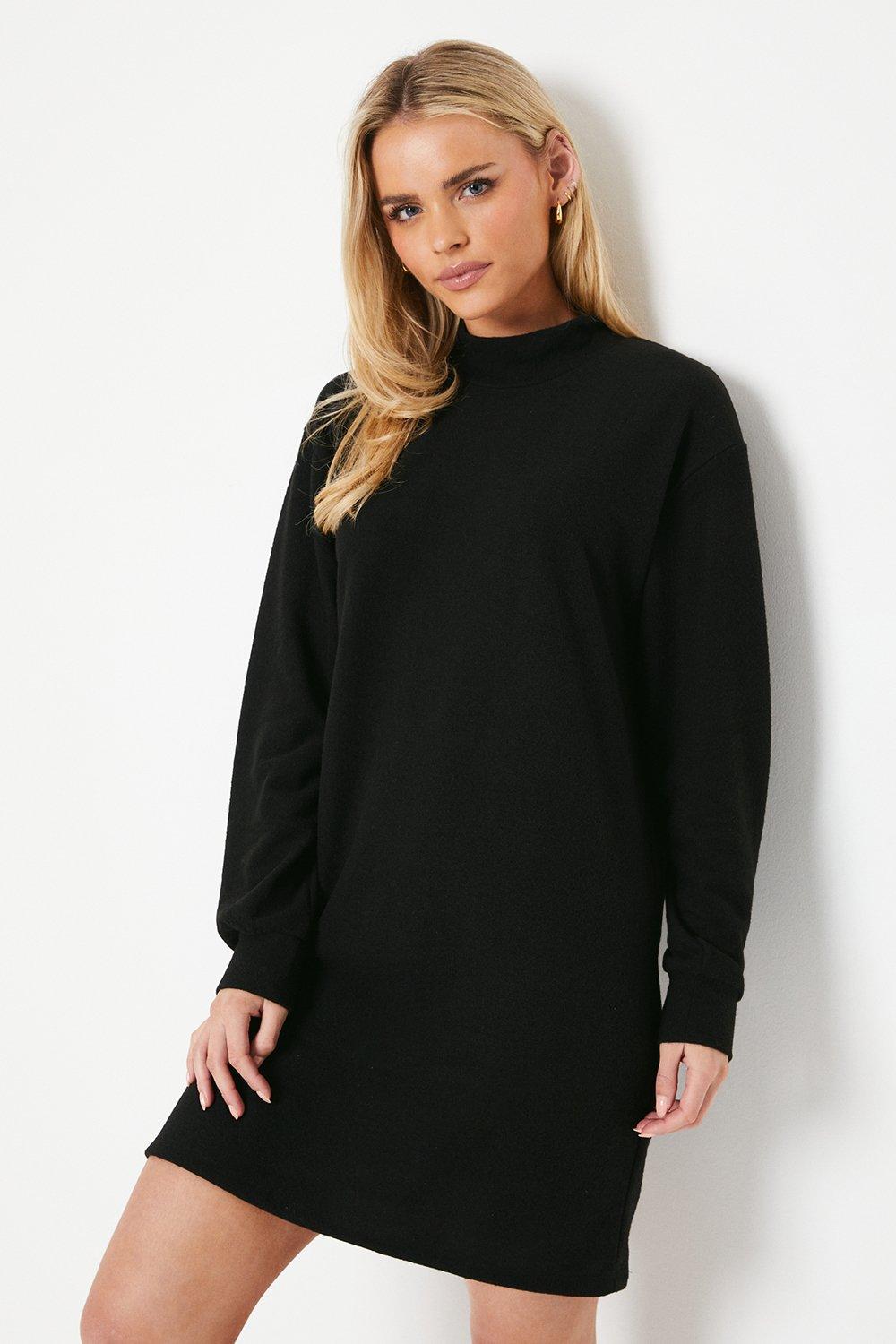 Women’s Petite Soft Touch Roll Neck Mini Dress - black - 10