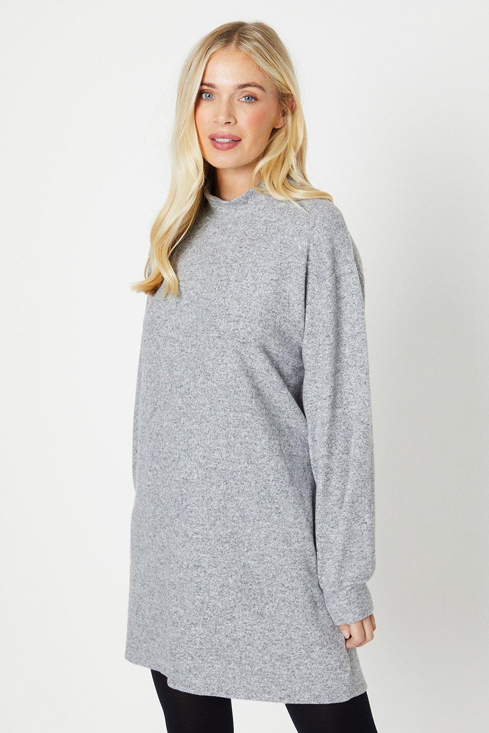 Women’s Petite Soft Touch Roll Neck Mini Dress - grey - 4
