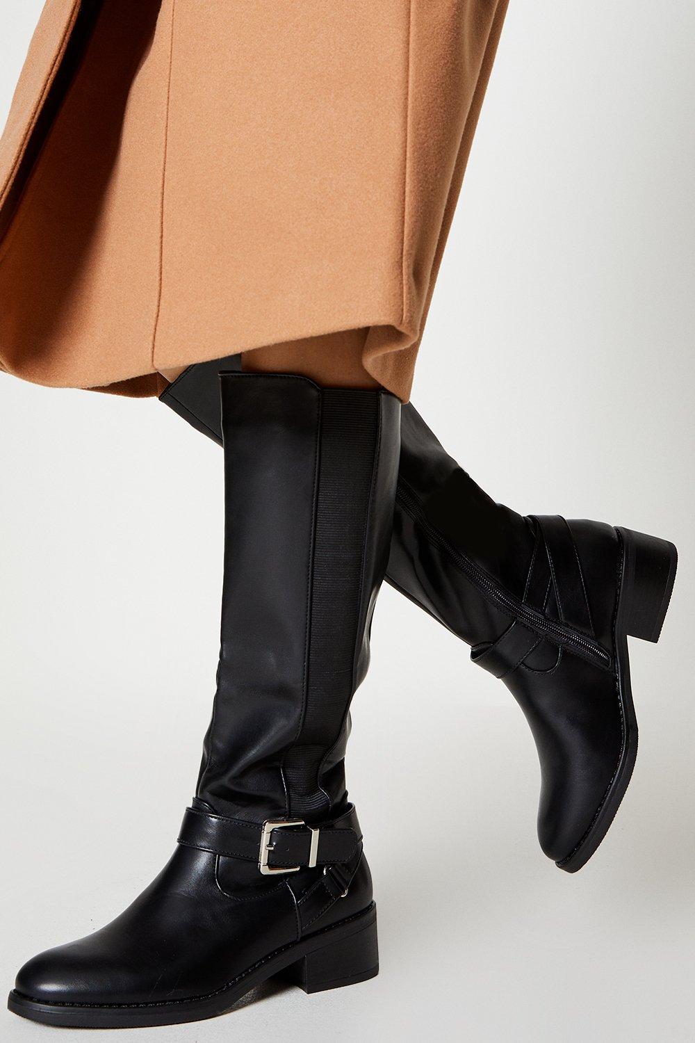 Women’s Kendra Knee High Buckle Boots - black - 3