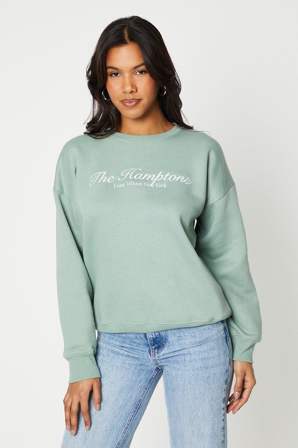 Women’s Embroidered Sweatshirt - green - S