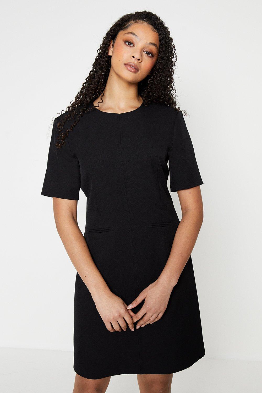 Women’s Tall Half Sleeve Tailored Shift Dress - black - 10