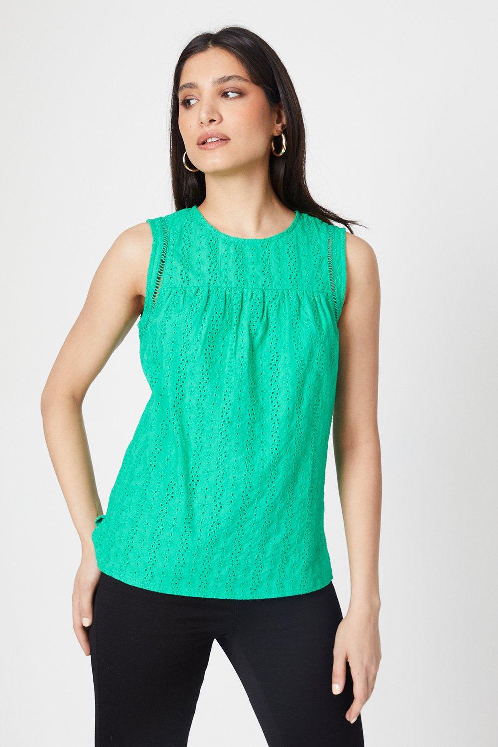 Womens Broderie Shell Top