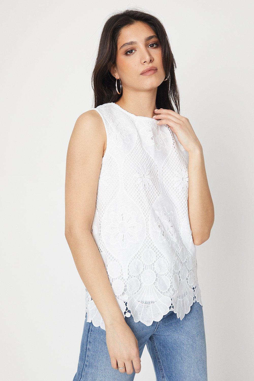 Womens Lace Scallop Shell Top