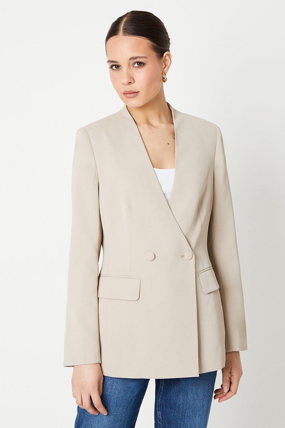 Women's Clean Collarless Blazer - taupe - 10 product
