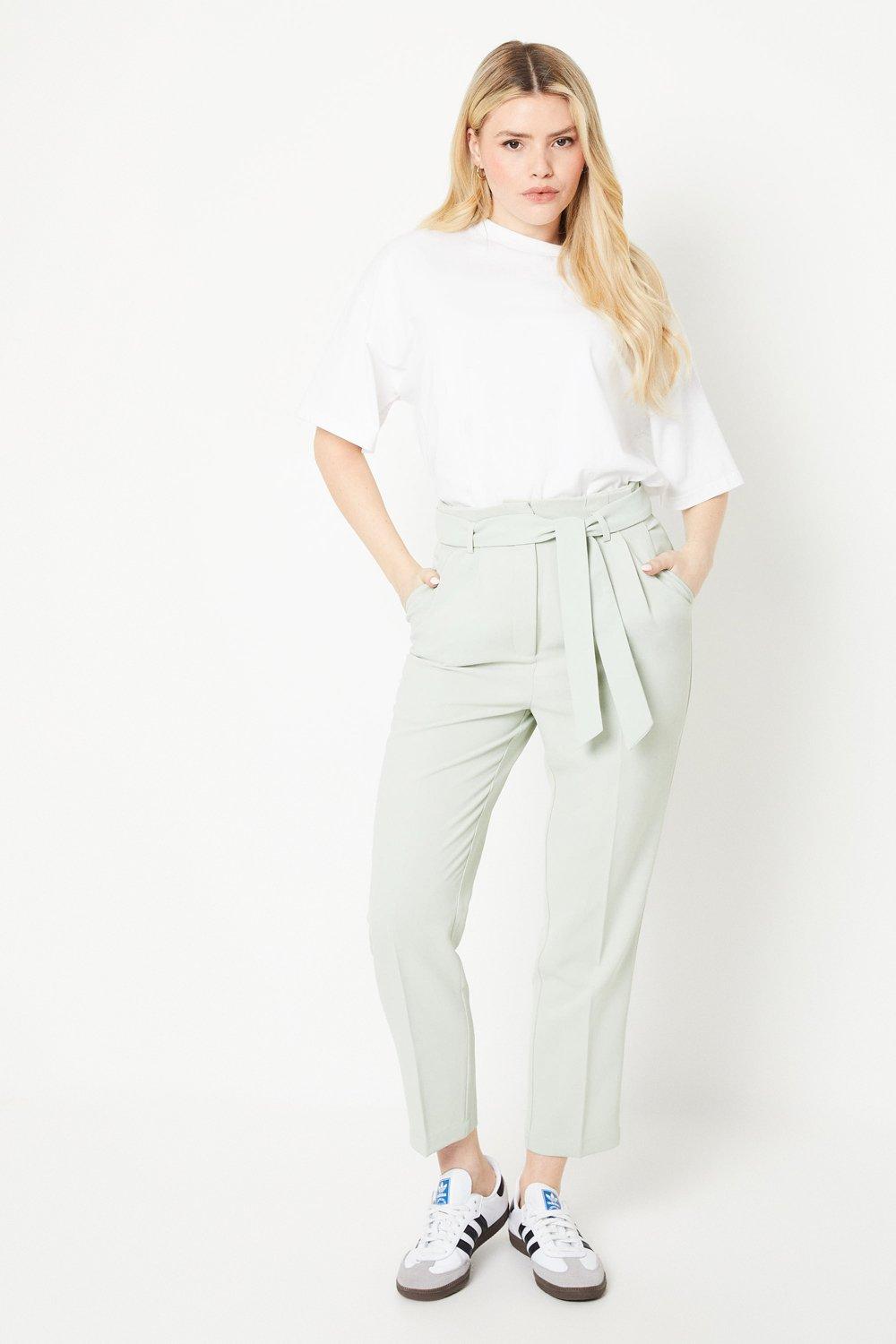 Womens Paperbag Belted Tailored Trouser