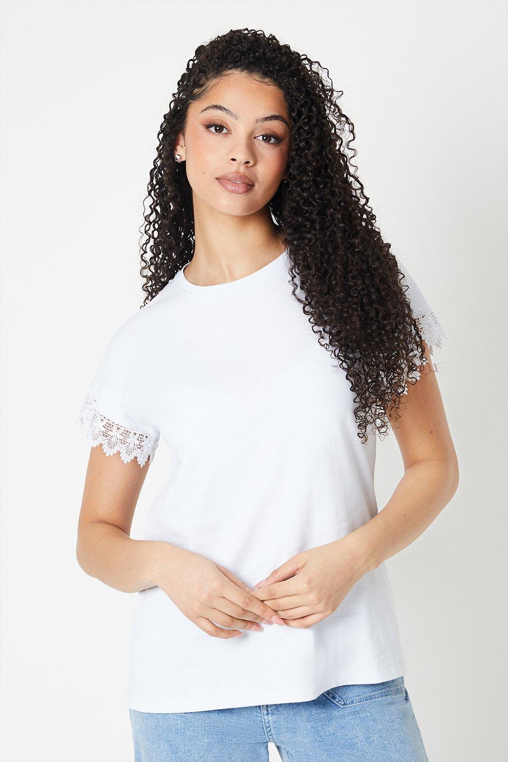Womens Tall Lace Trim Detail T-shirt