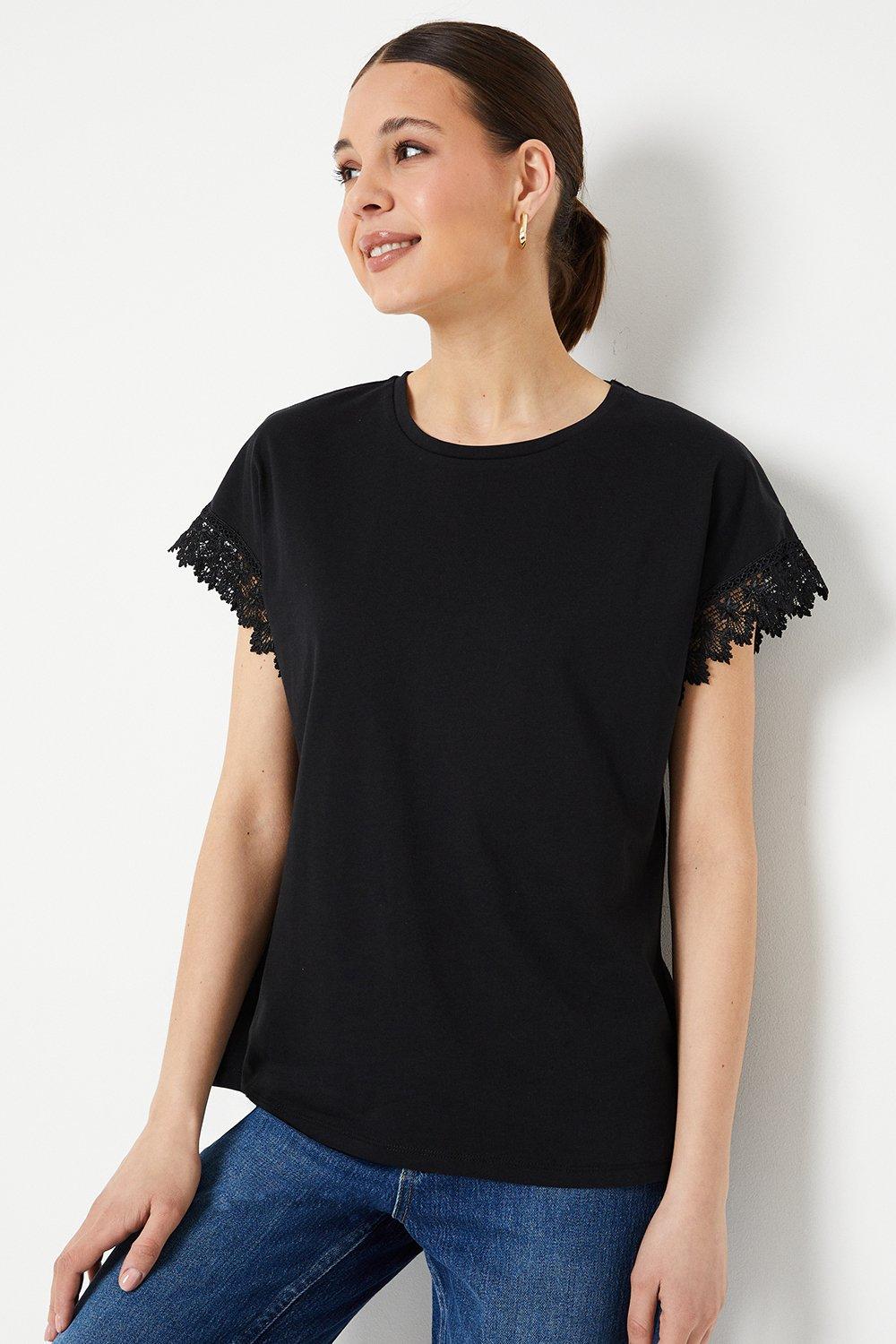 Womens Lace Trim Detail T-shirt