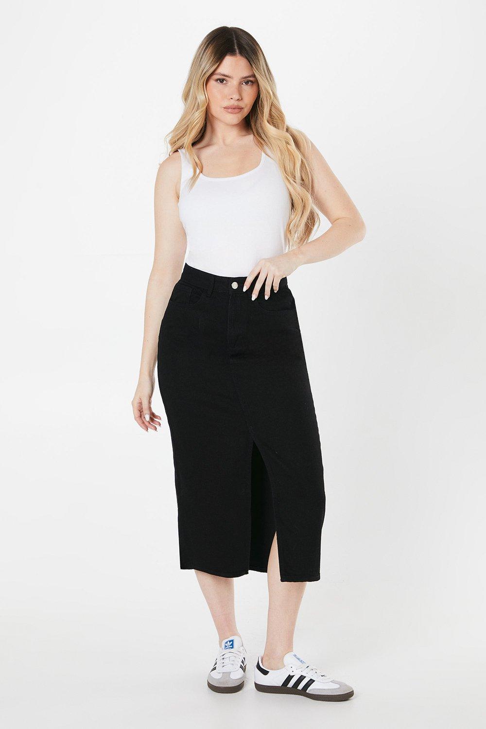womens midi denim skirt
