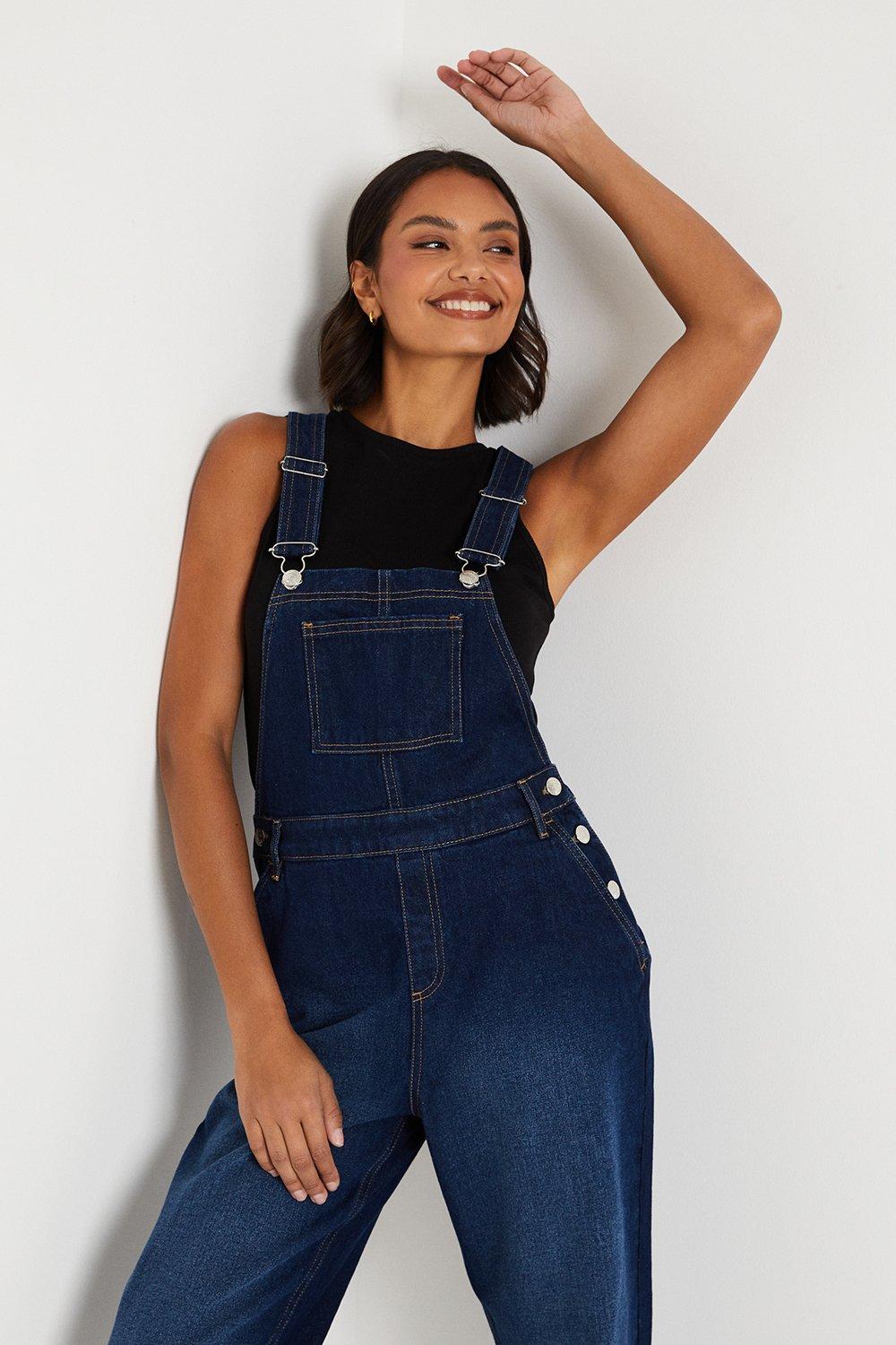 Womens Relaxed Fit Denim Dungarees