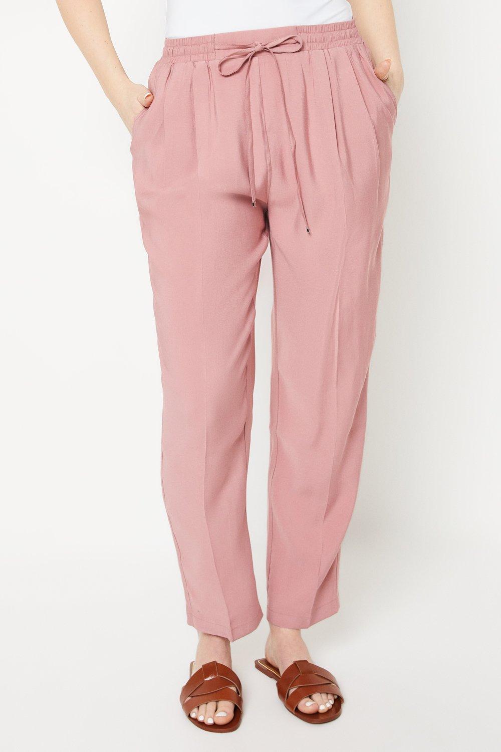 Womens Pull On Tie Waist Tapered Trouser