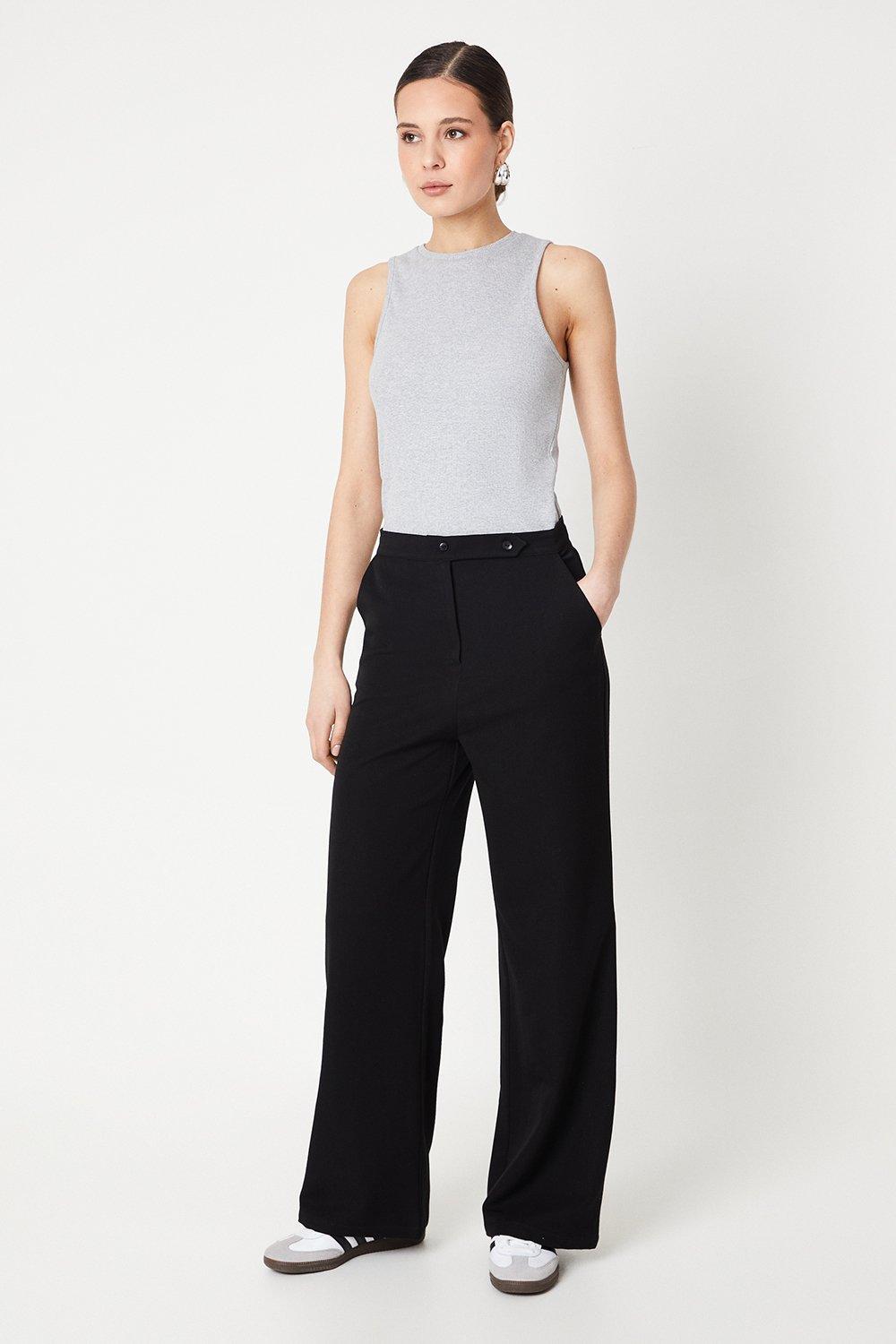 Womens Double Button Waistband Trousers