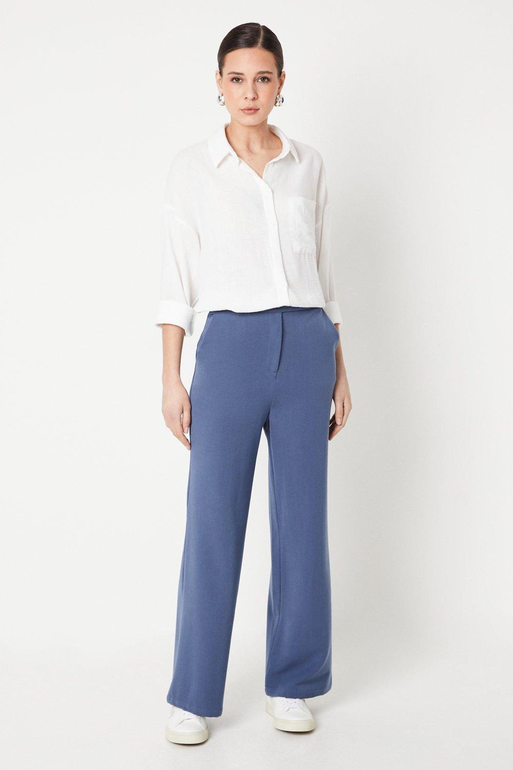 Womens Double Button Waistband Trousers
