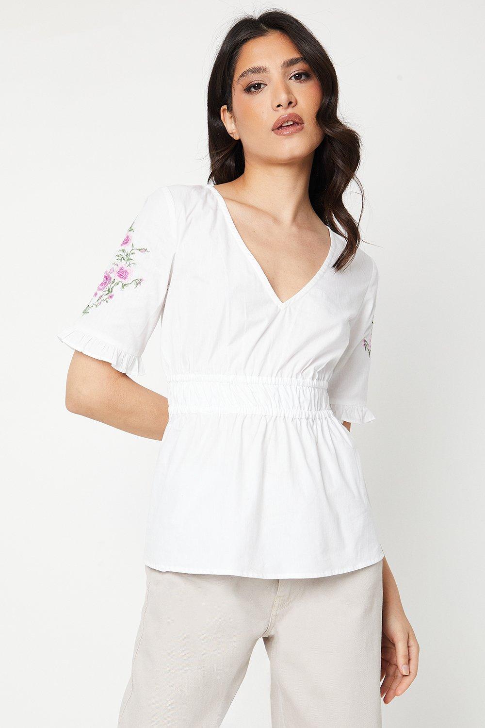 Womens Poplin Embroidered Blouse