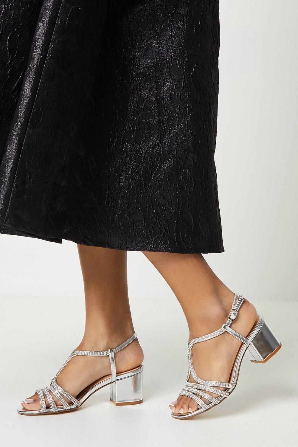 Womens Good For The Sole: Ellie Diamante Medium Block Heel Sandals