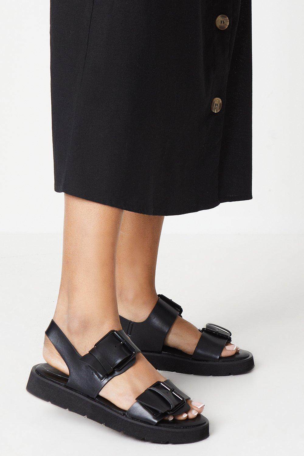 Womens Faith: Henrietta Buckle Strap Chunky Sandals