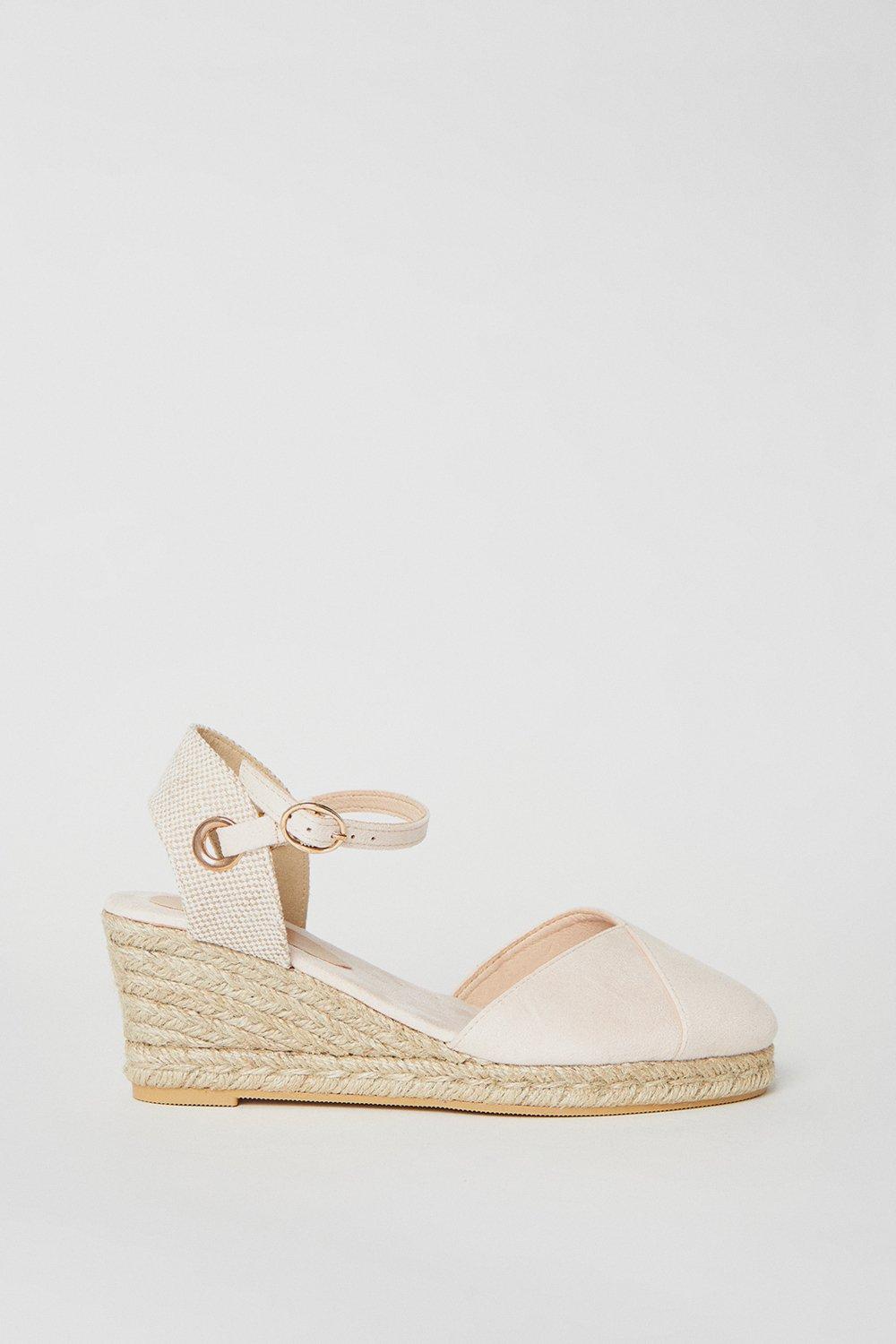 DOROTHY PERKINS Rory Closed Toe Mid Heel Espadrille Wedge Sandals | eBay