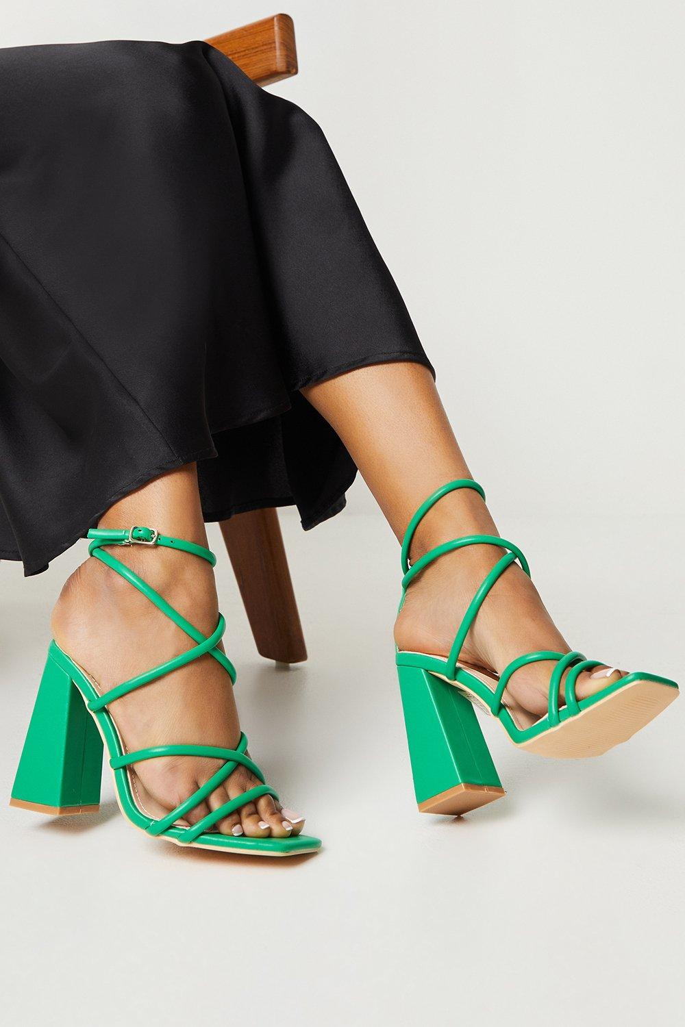 Women’s Faith: Carla Strappy High Block Heeled Sandals - green - 4