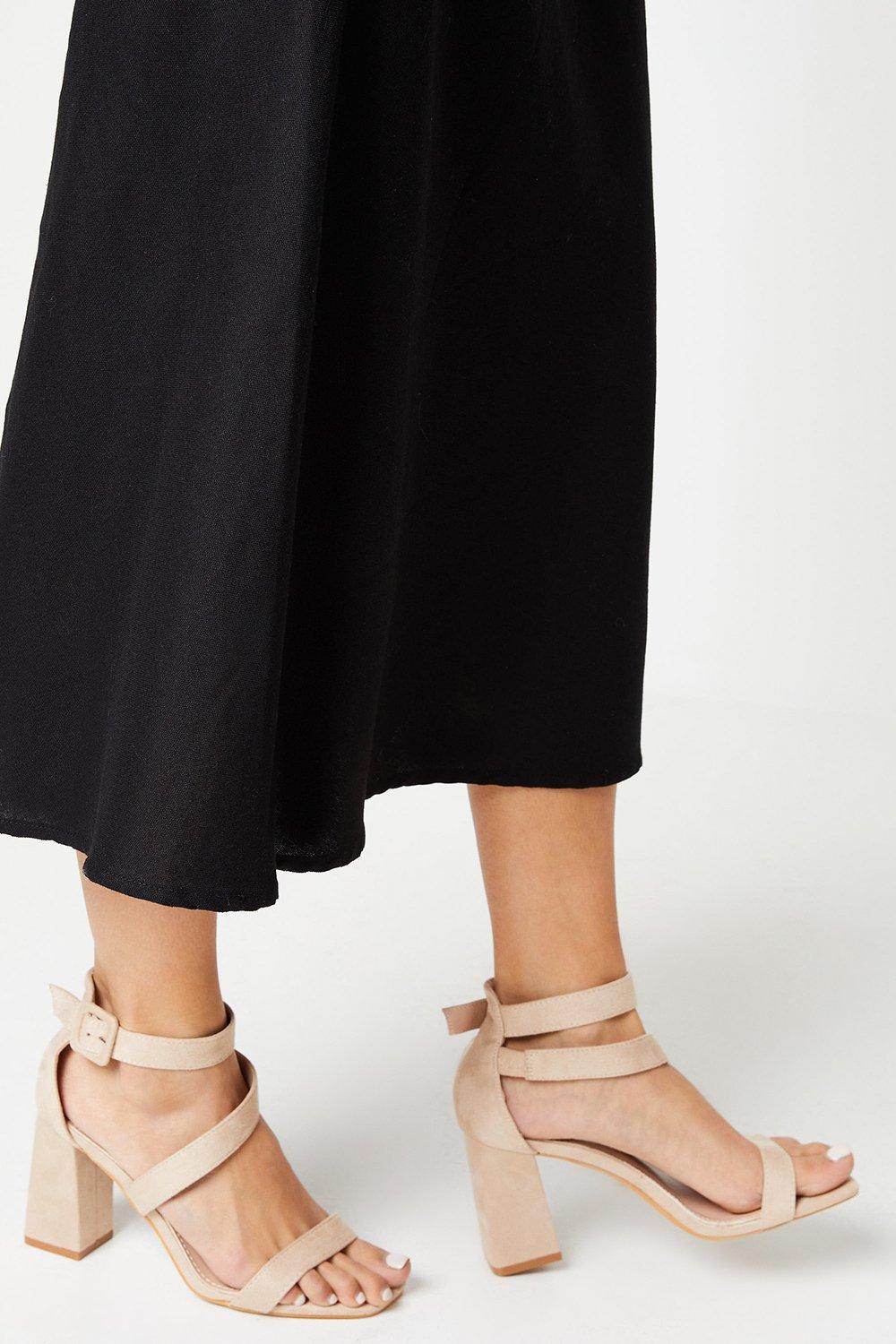 Womens Shae Asymmetric High Block Heeled Sandals