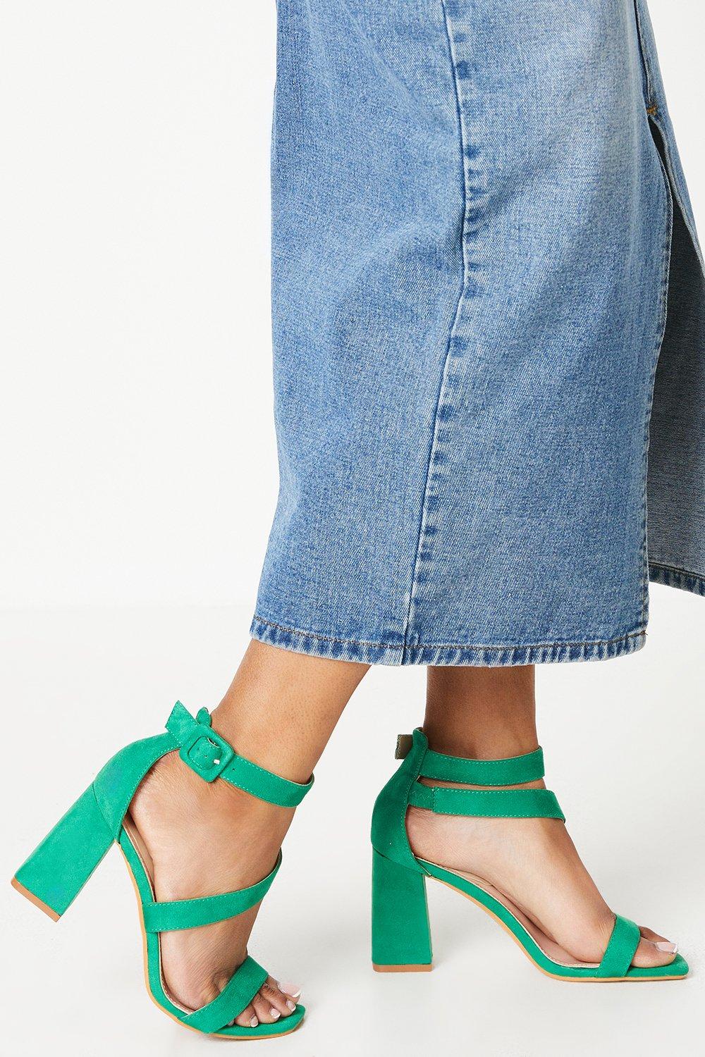 Women's Shae Asymmetric High Block Heeled Sandals - green - 4 product
