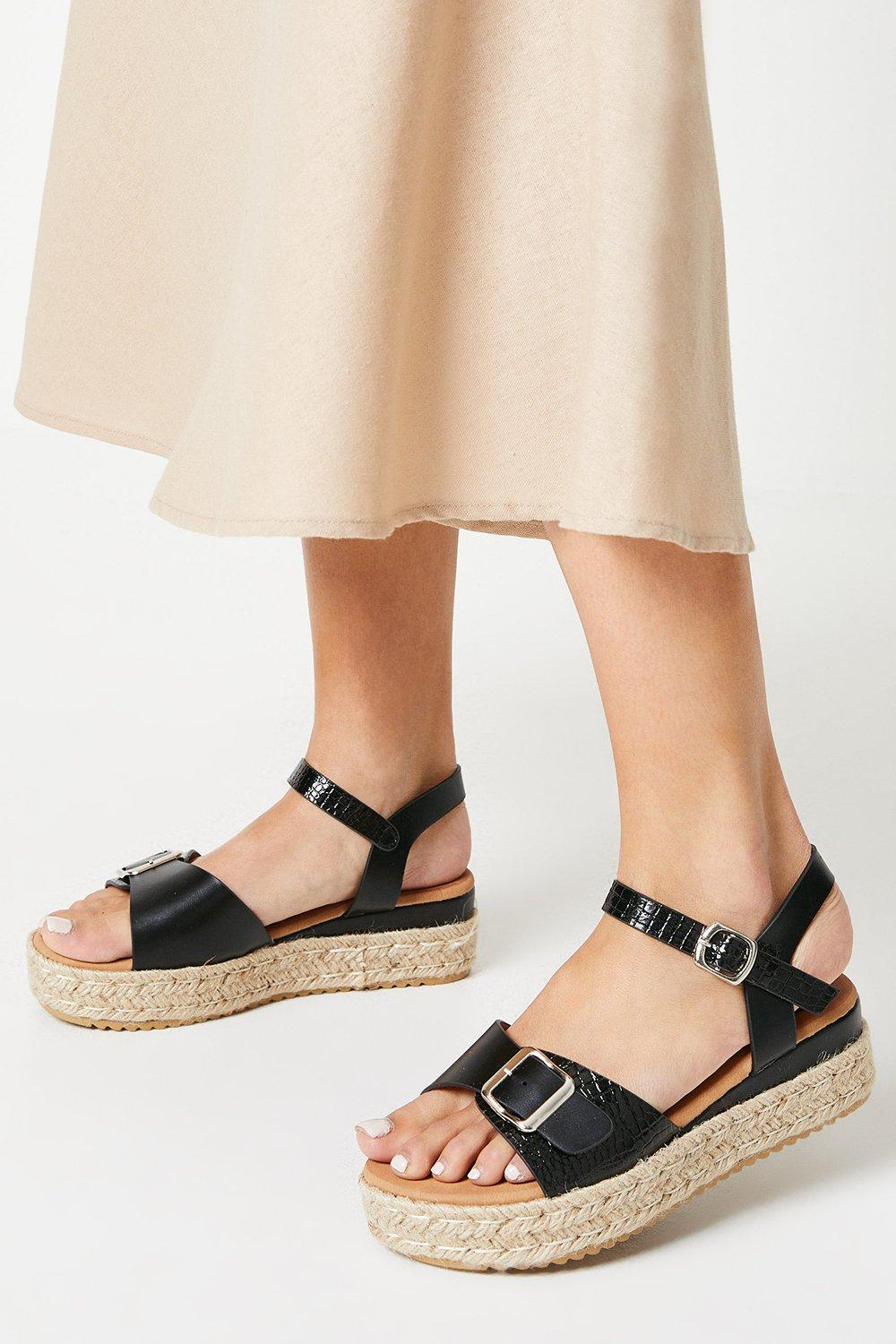 Womens Good For The Sole: Marta Comfort Buckle Detail Mix Material Flatform